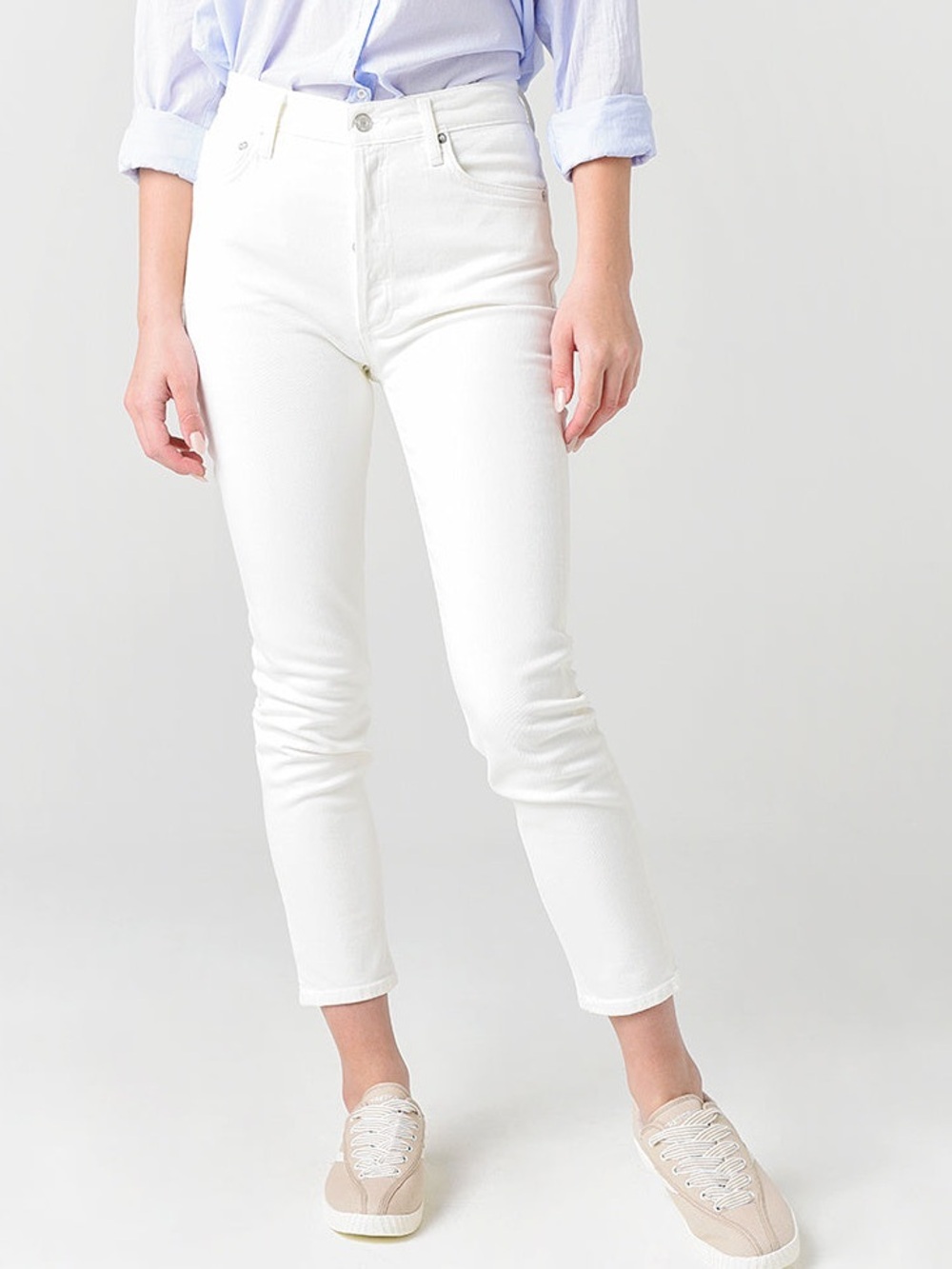 AGOLDE Nico Women’s High Rise Button Fly Slim Fit Ankle White Jeans Size 25